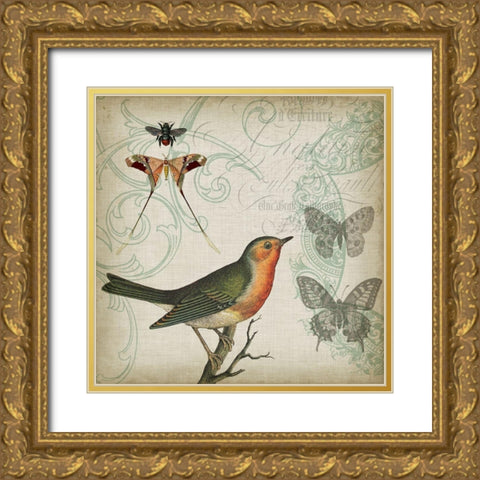 Cartouche and Wings I Gold Ornate Wood Framed Art Print with Double Matting by Goldberger, Jennifer