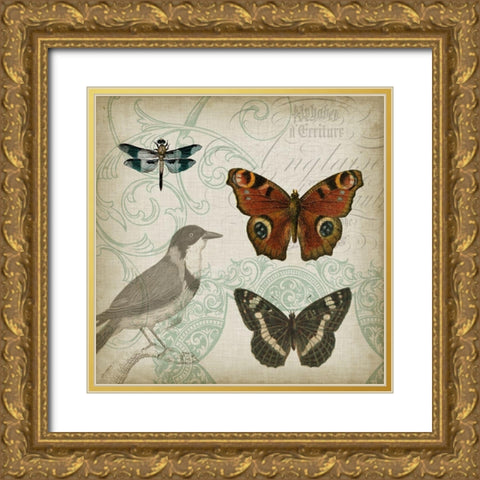 Cartouche and Wings IV Gold Ornate Wood Framed Art Print with Double Matting by Goldberger, Jennifer