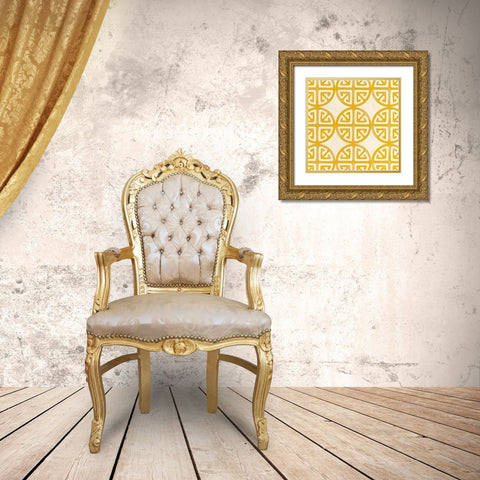 Retro Blockprint I Gold Ornate Wood Framed Art Print with Double Matting by Vess, June Erica