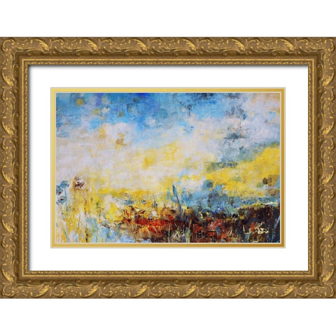 Teal Fields Gold Ornate Wood Framed Art Print with Double Matting by Maas, Jodi