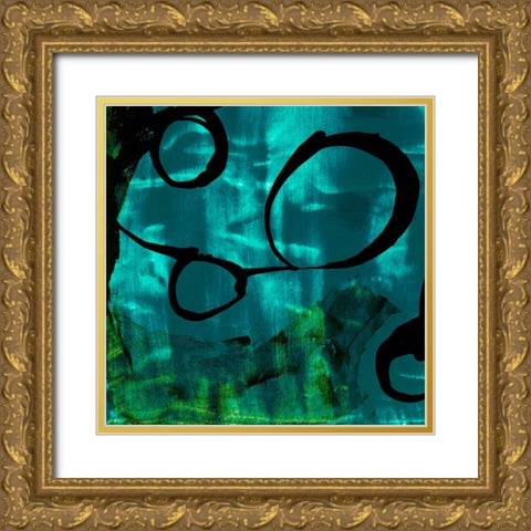 Turquoise Element II Gold Ornate Wood Framed Art Print with Double Matting by Jasper, Sisa