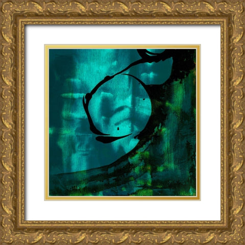 Turquoise Element III Gold Ornate Wood Framed Art Print with Double Matting by Jasper, Sisa