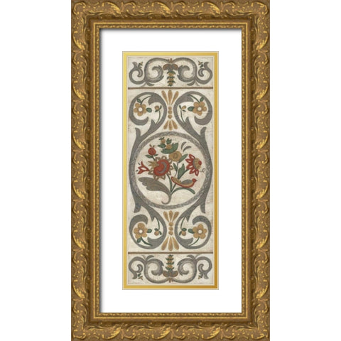 Tudor Rose Panel I Gold Ornate Wood Framed Art Print with Double Matting by Zarris, Chariklia