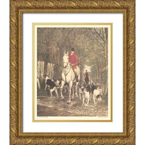 Morning - Going to Cover Gold Ornate Wood Framed Art Print with Double Matting by Douglas, Edward A.S.