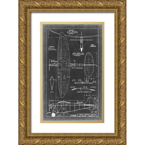 Aeronautic Blueprint I Gold Ornate Wood Framed Art Print with Double Matting by Vision Studio