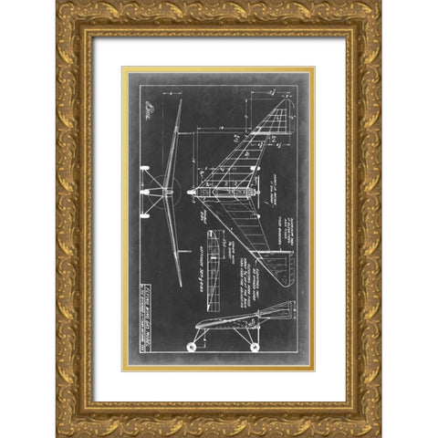 Aeronautic Blueprint V Gold Ornate Wood Framed Art Print with Double Matting by Vision Studio