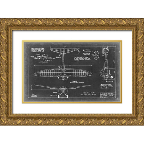 Aeronautic Blueprint VI Gold Ornate Wood Framed Art Print with Double Matting by Vision Studio