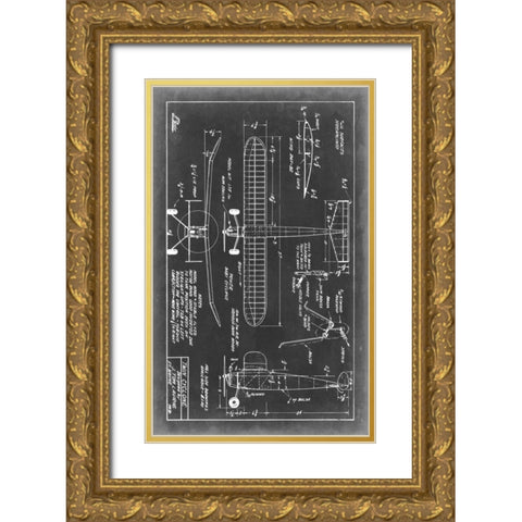 Aeronautic Blueprint VII Gold Ornate Wood Framed Art Print with Double Matting by Vision Studio