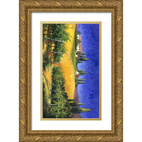 Tuscan Evening Gold Ornate Wood Framed Art Print with Double Matting by Swanson, Michael