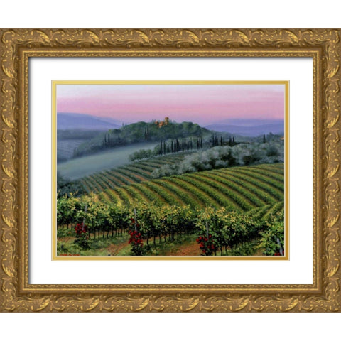 Chianti Dusk Gold Ornate Wood Framed Art Print with Double Matting by Swanson, Michael