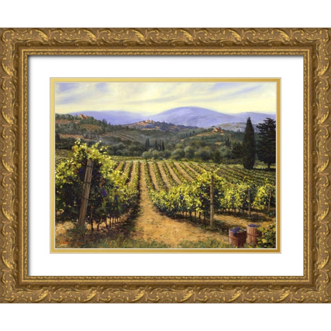 Tuscany Vines Gold Ornate Wood Framed Art Print with Double Matting by Swanson, Michael