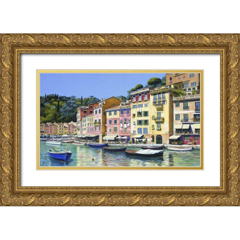 Portofino Gold Ornate Wood Framed Art Print with Double Matting by Swanson, Michael