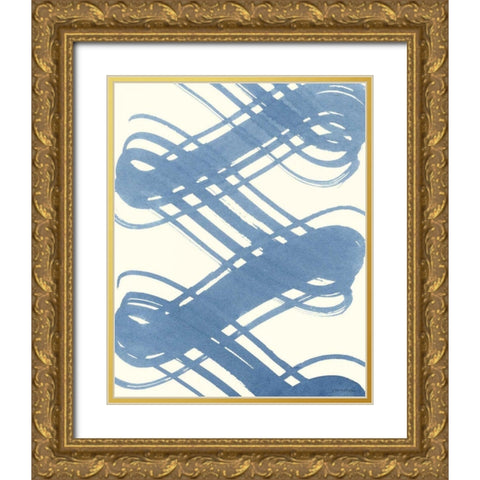 Macrame Blue I Gold Ornate Wood Framed Art Print with Double Matting by Lam, Vanna