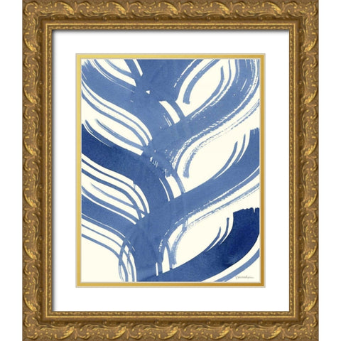 Macrame Blue IV Gold Ornate Wood Framed Art Print with Double Matting by Lam, Vanna