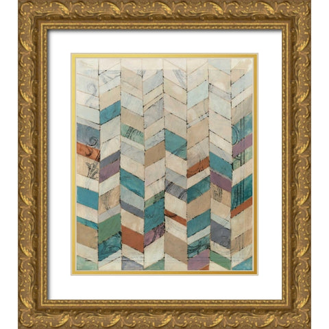 Chevron Overlay II Gold Ornate Wood Framed Art Print with Double Matting by Meagher, Megan