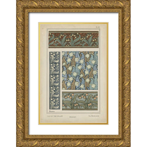 Nouveau Floral Design IV Gold Ornate Wood Framed Art Print with Double Matting by Vision Studio