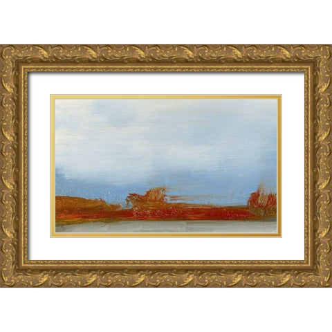 Red Horizon III Gold Ornate Wood Framed Art Print with Double Matting by Gordon, Sharon