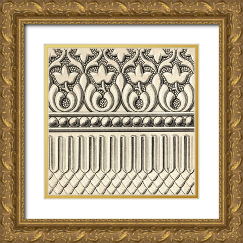 Ornamental Tile Motif V Gold Ornate Wood Framed Art Print with Double Matting by Vision Studio