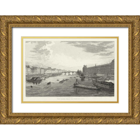 Pont Des Arts Gold Ornate Wood Framed Art Print with Double Matting by Pugin, A.