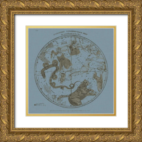 Northern Circumpolar Map Gold Ornate Wood Framed Art Print with Double Matting by Evans, W.G.