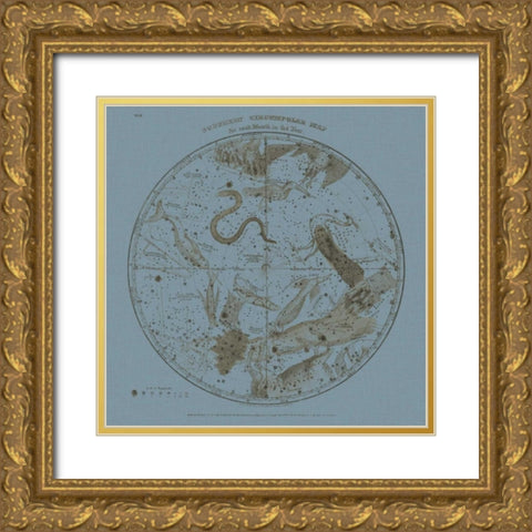 Southern Circumpolar Map Gold Ornate Wood Framed Art Print with Double Matting by Evans, W.G.