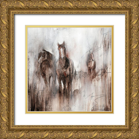 Grazing I Gold Ornate Wood Framed Art Print with Double Matting by Drotar, Rikki