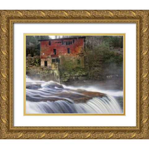 Steamy Morning Gold Ornate Wood Framed Art Print with Double Matting by Head, Danny