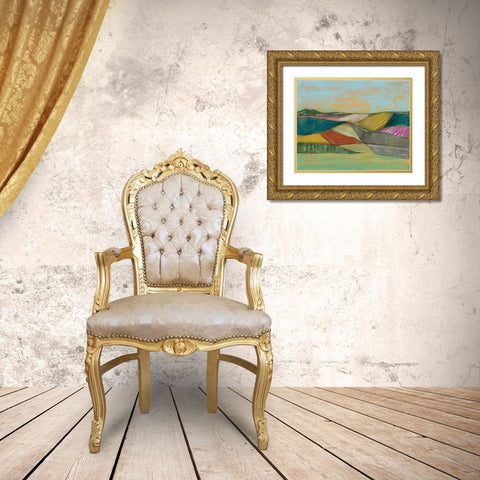 Colorfield I Gold Ornate Wood Framed Art Print with Double Matting by Goldberger, Jennifer