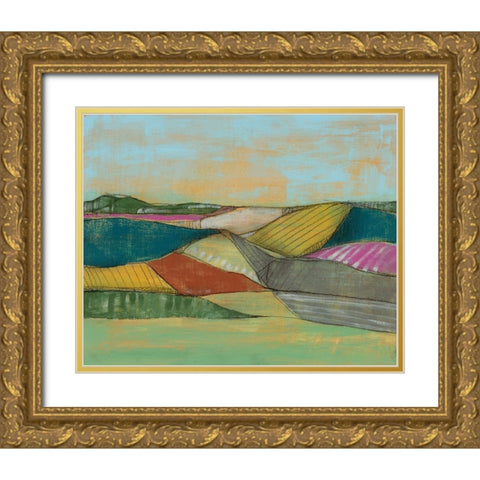 Colorfield I Gold Ornate Wood Framed Art Print with Double Matting by Goldberger, Jennifer