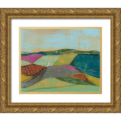 Colorfield II Gold Ornate Wood Framed Art Print with Double Matting by Goldberger, Jennifer