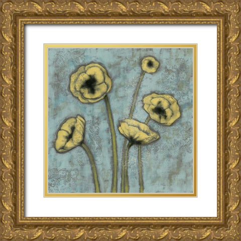 Sun Poppies I Gold Ornate Wood Framed Art Print with Double Matting by Goldberger, Jennifer