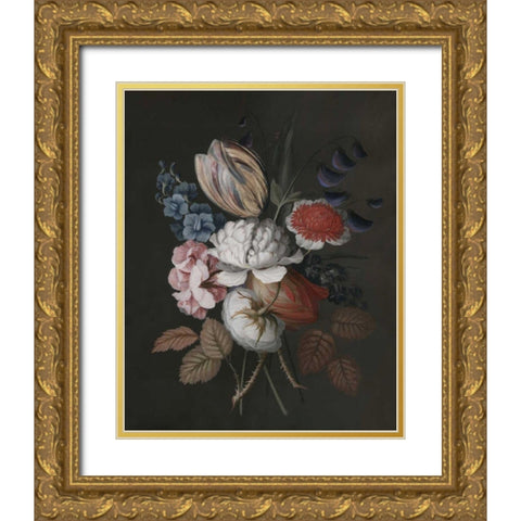 Dramatic Bouquet I Gold Ornate Wood Framed Art Print with Double Matting by Unknown