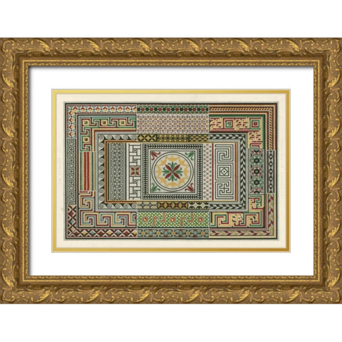Pompeian Design Gold Ornate Wood Framed Art Print with Double Matting by Jones, Owen