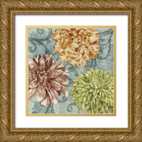 Flower Fetti I Gold Ornate Wood Framed Art Print with Double Matting by Goldberger, Jennifer