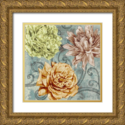 Flower Fetti II Gold Ornate Wood Framed Art Print with Double Matting by Goldberger, Jennifer