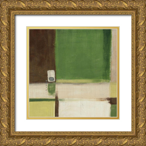 Green Field II Gold Ornate Wood Framed Art Print with Double Matting by Vess, June Erica