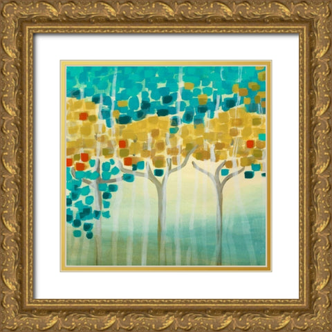 Forest Mosaic I Gold Ornate Wood Framed Art Print with Double Matting by Vess, June Erica