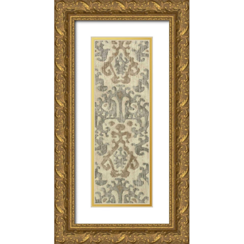 Linen Ikat II Gold Ornate Wood Framed Art Print with Double Matting by Zarris, Chariklia