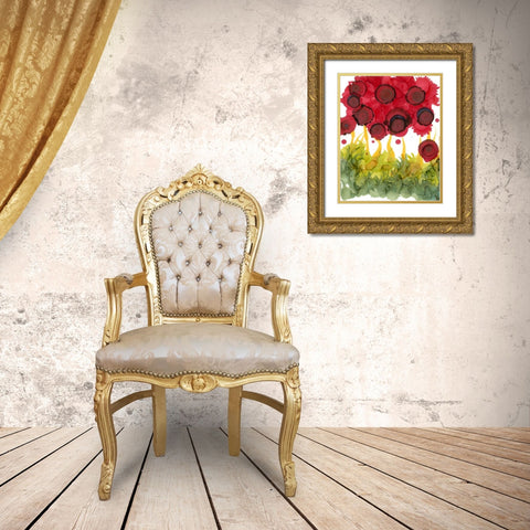 Poppy Whimsy VI Gold Ornate Wood Framed Art Print with Double Matting by Baynes, Cheryl