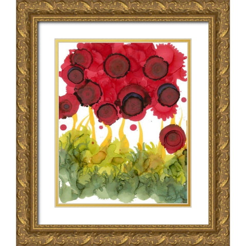 Poppy Whimsy VI Gold Ornate Wood Framed Art Print with Double Matting by Baynes, Cheryl