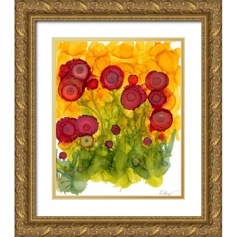 Poppy Whimsy VIII Gold Ornate Wood Framed Art Print with Double Matting by Baynes, Cheryl
