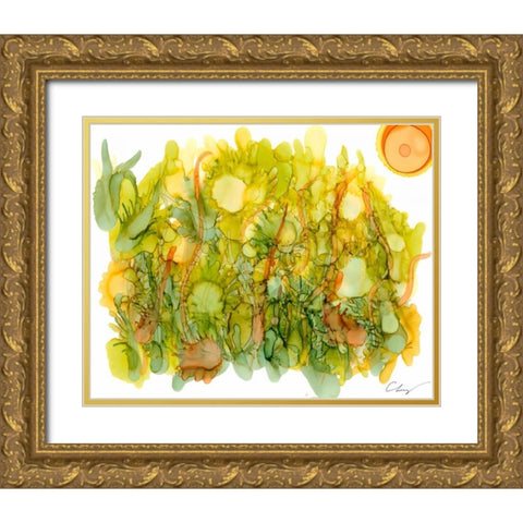 Sunlit Poppies IV Gold Ornate Wood Framed Art Print with Double Matting by Baynes, Cheryl