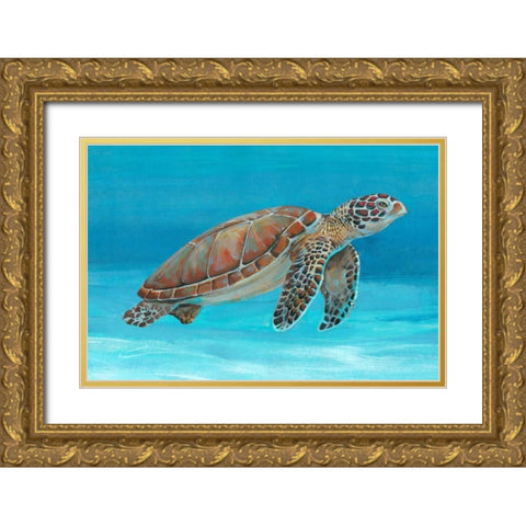 Ocean Sea Turtle I Gold Ornate Wood Framed Art Print with Double Matting by OToole, Tim