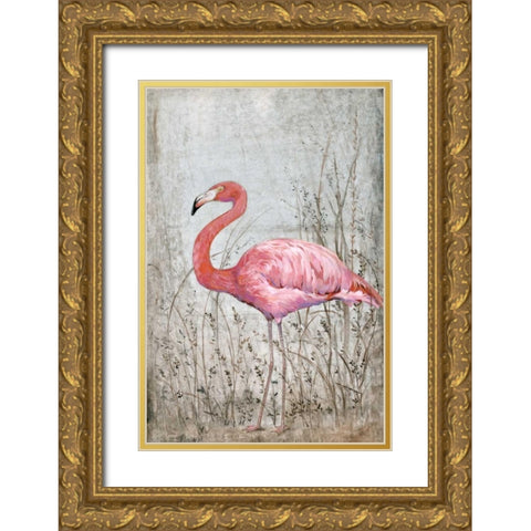 American Flamingo II Gold Ornate Wood Framed Art Print with Double Matting by OToole, Tim