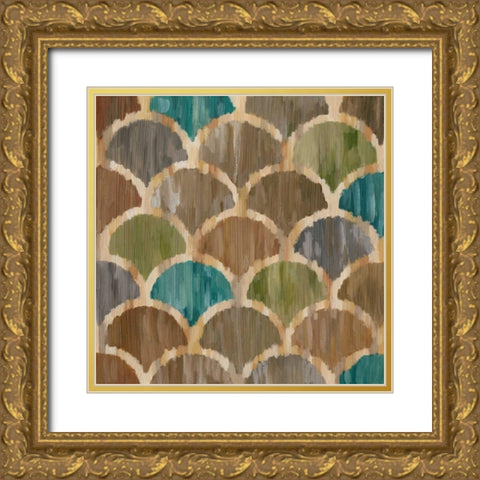 Ikat Symmetry I Gold Ornate Wood Framed Art Print with Double Matting by Zarris, Chariklia