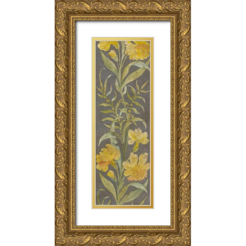 June Floral Panel I Gold Ornate Wood Framed Art Print with Double Matting by Meagher, Megan