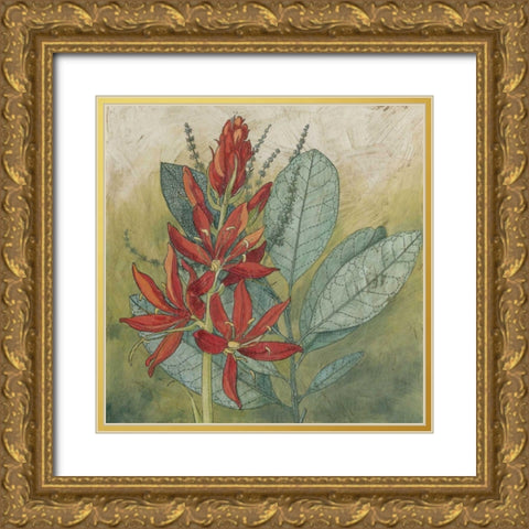 Crimson Tropical I Gold Ornate Wood Framed Art Print with Double Matting by Meagher, Megan