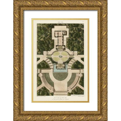 Plan De La Villa Pia Gold Ornate Wood Framed Art Print with Double Matting by Bonnard