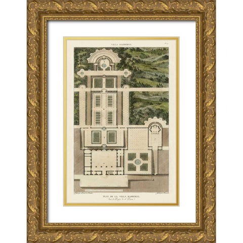 Plan De La Villa Barberini Gold Ornate Wood Framed Art Print with Double Matting by Bonnard