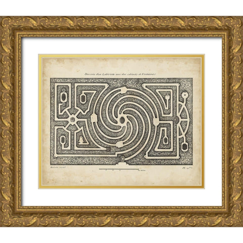 Garden Parterre I Gold Ornate Wood Framed Art Print with Double Matting by d Argenville, DeZallier